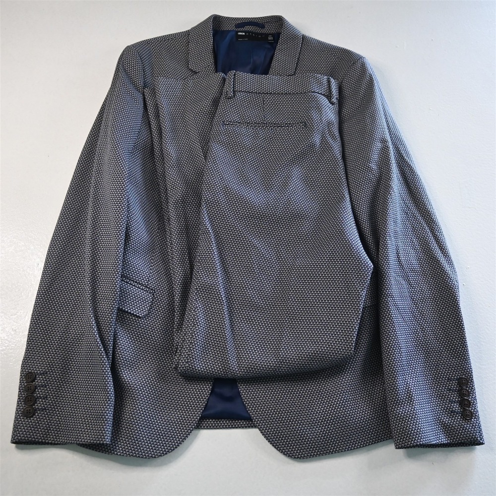 ASOS 40R 30x32 Blue Woven‎ Mens Jacket Pants Suit